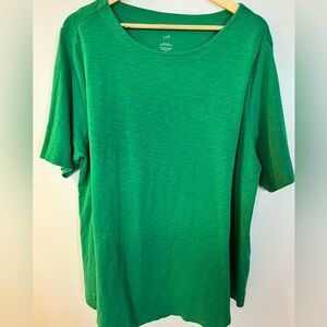 J.Jill  Kelly Green Pima Slub Elbow Sleeve Tee Size 2X